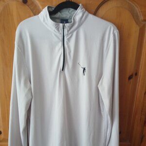 No Laying Up Golf Jacket, Men's Large, White, 1/4 Quarter Zip, Stretch, Pullover